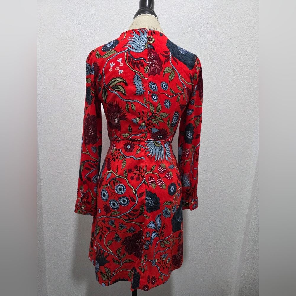 LOFT Vibrant Red Floral Long Sleeve Dress - Picture 3 of 5
